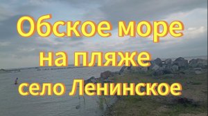 Обское водохранилище волны. На пляже село Ленинское. Обское море.