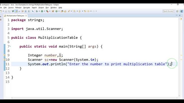 write a java program to print multiplication table in java? смотреть онлайн