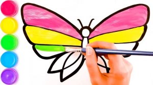 Бабочка, рисунок и раскраска для детей