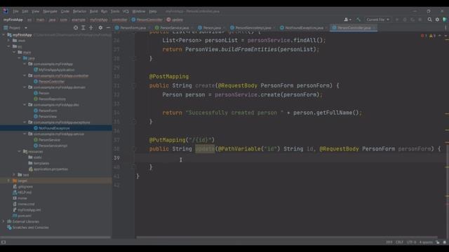 Spring Boot Framework: Creating a simple Update API