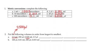 Converting between microliters (μL) and milliliters (mL)