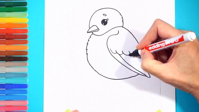 Как нарисовать снегиря. Простой рисунок птички. How to draw a bullfinch. Simple drawing of a bird.