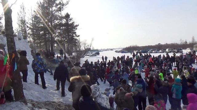 Празднование Масленицы. Река Чита, Забайкальский край