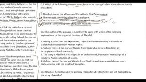 Reading Comprehension – In the past, credit for telling the tale of Aladdin