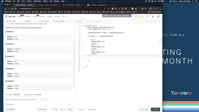 leetcode 20. Valid Parentheses | Java смотреть онлайн