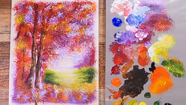 How to Paint Autumn Tree Landscape Painting with Acrylics for Beginners смотреть онлайн