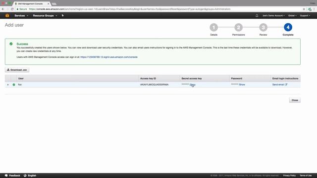 AWS Create IAM admin user
