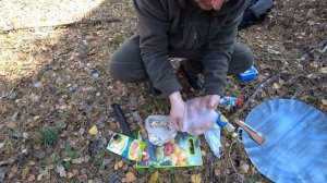 Шампиньоны с мясом на садже! Готовлю в лесу!