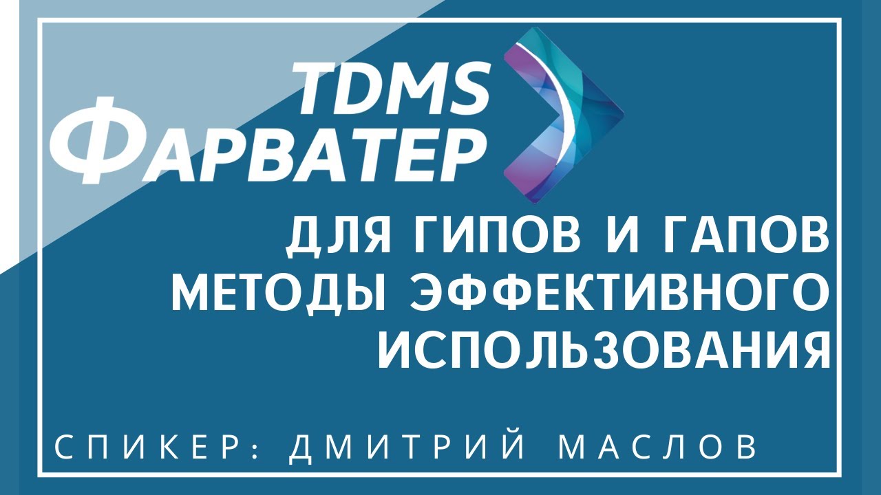 TDMS Фарватер для ГИПов и ГАПов | Методы эффективного использования |