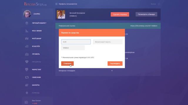 BitcoinStep com внутренний перевод! СУПЕР!