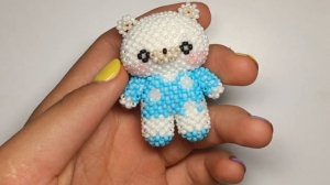 Ручки, повязка. Мишка в повязке из бисера. Амигуруми. Мастер класс.