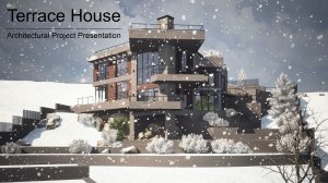 Architectural project presentation. Terrace House in Winter Time.