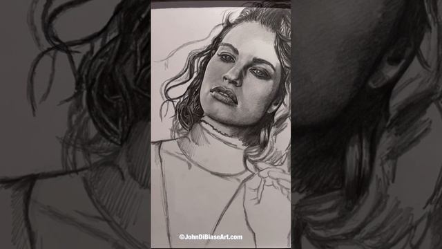 Progression Video for my freehand Lily James graphite drawing