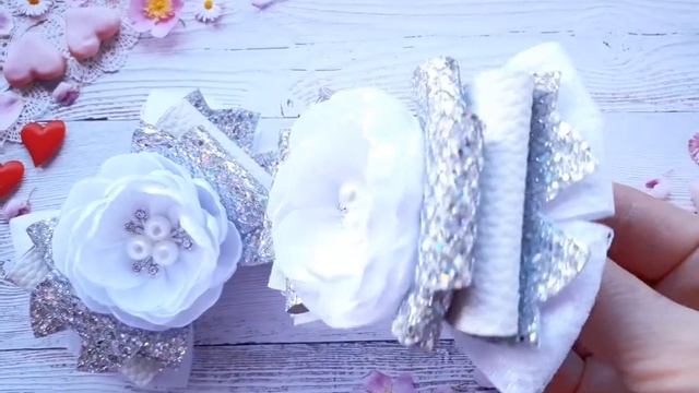 Банты праздничные белые из экокожи и лент смотреть онлайн