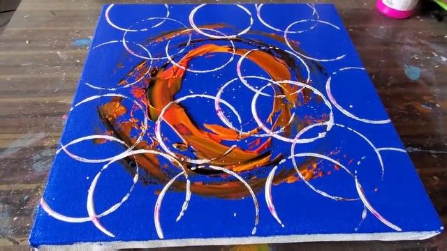 Easy Abstract Painting Demo  Plastic Using Container Cap  For BeginnersDaily Art TherapyDay029