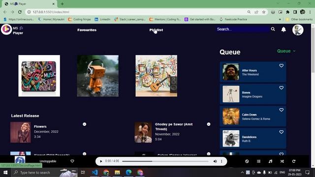 Music Player Project HTML,CSS and JavaScript #codingninja #html #css3 #javascript  #musicplayer