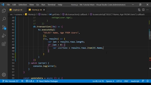 React Native Tutorial #25 - SQLite Database - How to make an Offline Login with SQLite смотреть онлайн