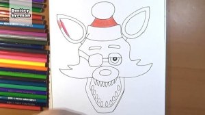 How to draw Foxy Christmas, FNAF, Как нарисовать Новогоднего Фокси