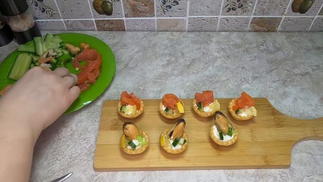 Тарталетки! Праздничные Тарталетки с красной рыбой и морепродуктами ! Новый Год! Новогоднее меню!