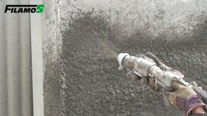 Мокрое торкретирование раствора приготовленного из сухой строительной смеси BASF Emaco S88C
