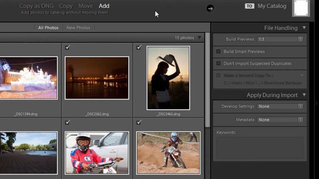 Настройки импорта в лайтрум. Импорт изображений  в Adobe Lightroom
