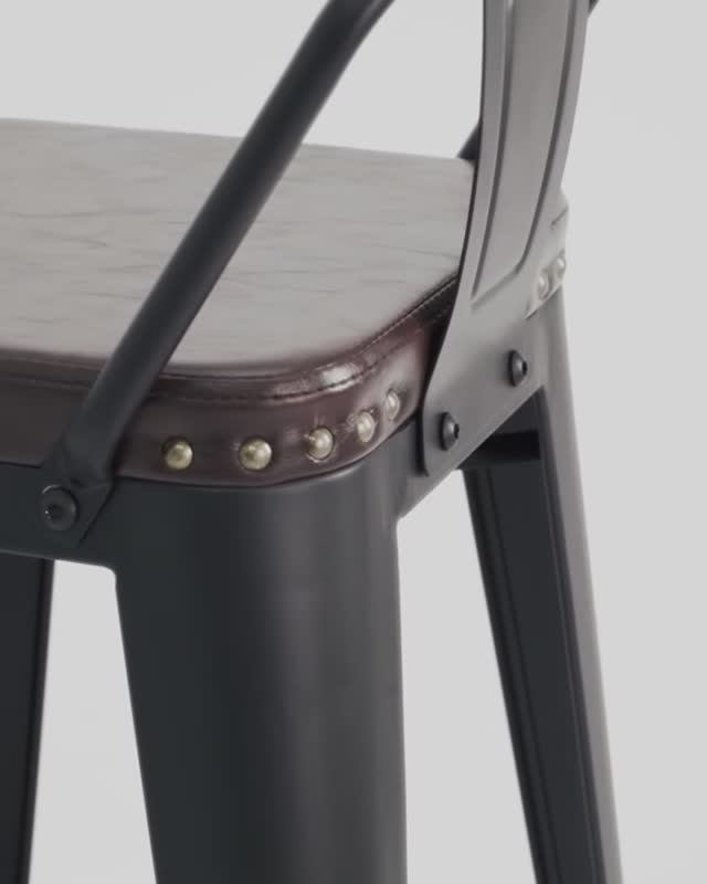 Стул полубарный TOLIX SOFT. Барный стул с сиденьем из экокожи и металлической спинкой
