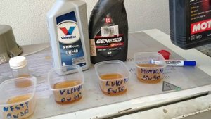 Заморозка моторных масел Neste 5w30, Valvoline 0w40.