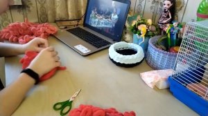 Как сделать лежанку-корзинку из ализе пуффи.