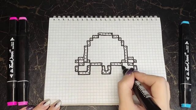 Как нарисовать по клеточкам ОСЬМИНОЖКУ-ПЕРЕВЕРТЫША. Рисунки по клеточкам. Пиксель-арт