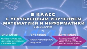 5 КЛАСС С УГЛУБЛЕННЫМ ИЗУЧЕНИЕМ МАТЕМАТИКИ И ИНФОРМАТИКИ В ШКОЛЕ №2107