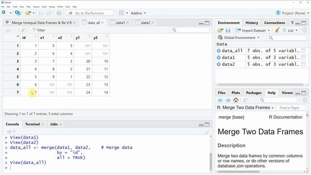 How to Merge Two Unequal Data Frames & Replace NA with 0 in R (Example) | merge & is.na Functions смотреть онлайн