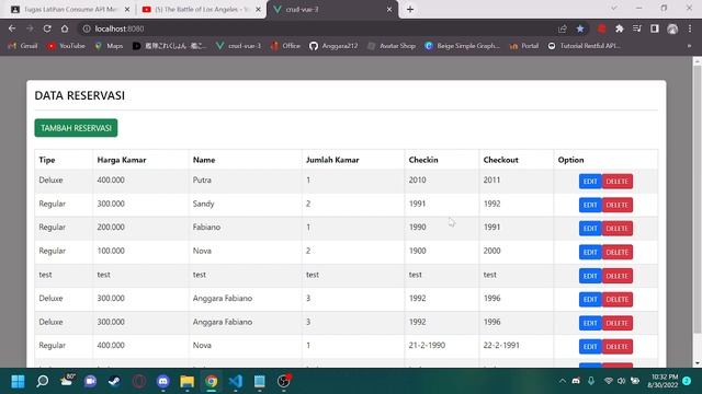Tugas Reservasi Crud Vue смотреть онлайн