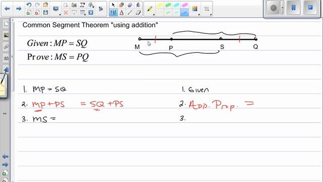 Common Segment Theorem Proof using addition property of equality