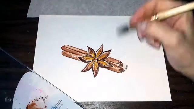 Акварельный скетч/ Зимние пряности/ВНИМАНИЕ В КОНЦЕ ВИДЕО ВАЖНАЯ ИНФОРМАЦИЯ! смотреть онлайн