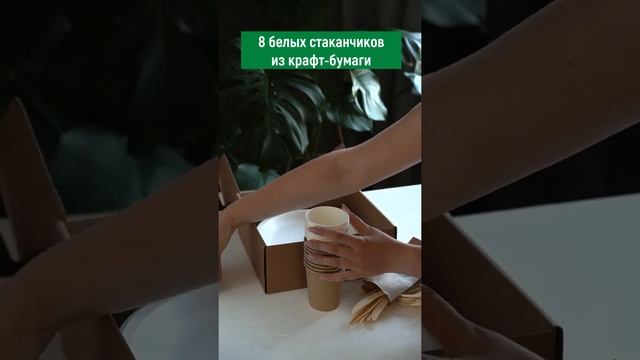 Набор одноразовой эко посуды для пикника и сервировки стола на 16 персон из 100 предметов