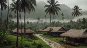 Тропический легкий дождь в тайской деревне:ASMR звуки природы