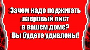 Зачем надо поджигать лавровый лист в вашем доме