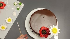 Торт с ромашками и маками. Крем БЗК.