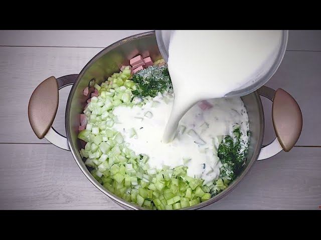 Всегда готовлю Только САМУЮ БОЛЬШУЮ КАСТРЮЛЮ! Наш Любимый рецепт ОКРОШКИ на Кефире!