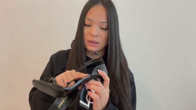 XXOMHT YSL SAINT LAURENT OPYUM SANDALS BLACK SILVER PATENT 110MM LEATHER HEEL REVIEW & TRY ON