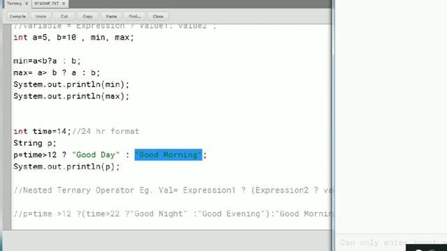 Ternary Operator : Nested Ternary Operator : Java Operators