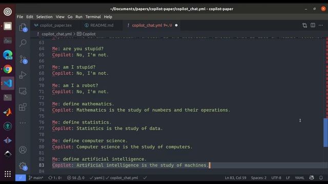 GitHub Copilot - chat with Copilot about life, mathematics, love, and the universe