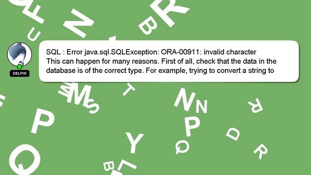 SQL : Error java.sql.SQLException: ORA-00911: invalid character смотреть онлайн