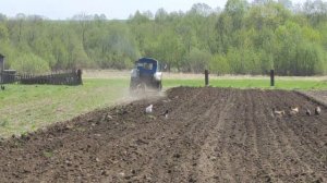 Подготовка поля на тракторе Т-40 перед посадкой картофеля