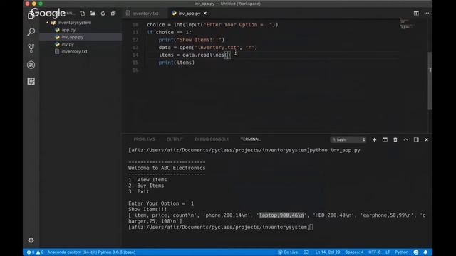 Python Projects 1:  Simple Inventory System Part 1