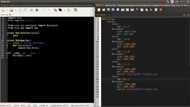 Kivy en español 15 Vertex Instructions Rectangle смотреть онлайн