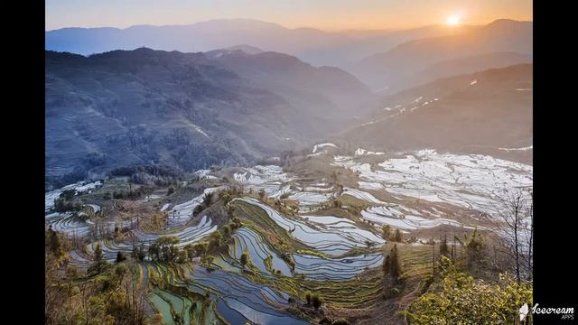 Rice terraces in China Рисовые террасы Хунхэ-Хани в Китае смотреть онлайн