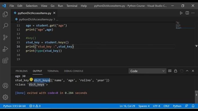Dictionary Items in Python Tutorial | Code Myth