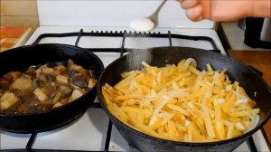 Жареная КАРТОШКА с луком и белыми грибами Даже БОГИ так вкусно не едят!