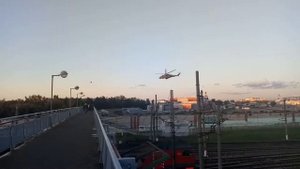 Взлет вертолетов в Люберцах.